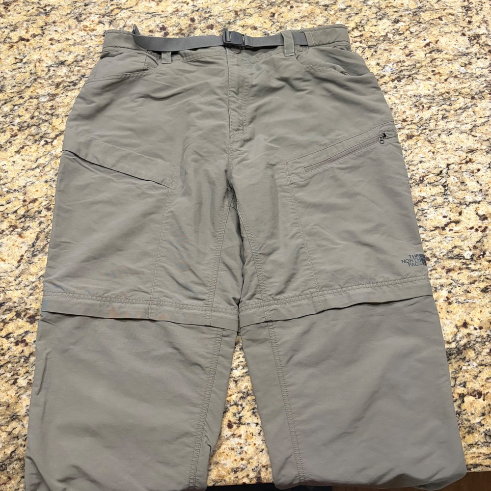The North Face Mens XL Convertible Hiking Pants Green Zip Off Cargo Pants ws